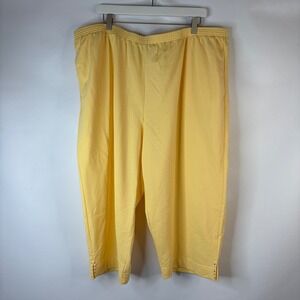 Alfred Dunner Capri Pants Womens 3X Yellow Studded Classic Fit Elastic Waist